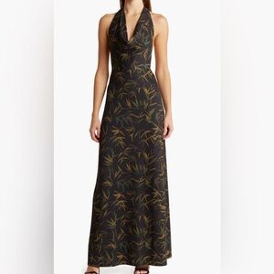 We Wore What cowl neck halter maxi dress